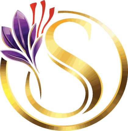 SaffronOro emblem: a golden S encircled by a saffron crocus